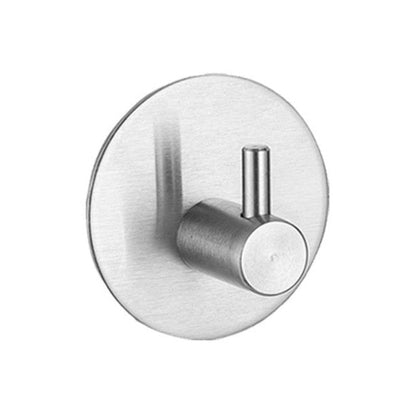 Adhesive Stainless Steel Coat Hook for Bathroom Kitchen Entryway | No-Drill Robe Towel Key Hanger for Apartments Rental Homes Dorms | Wall-M