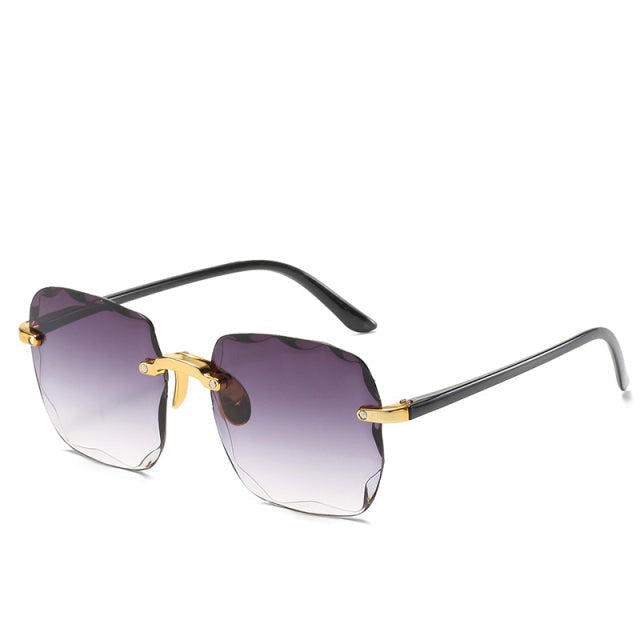 Rimless Rectangle Sunglasses with UV400 Protection – Lightweight Vintage Eyewear for Women & Men