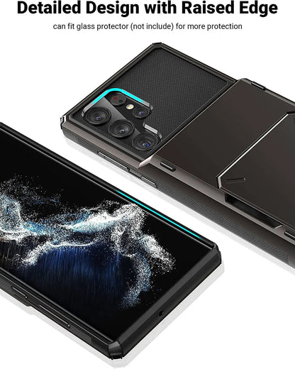 Rugged Drop-Guard Case with Card Slots for Samsung Galaxy S22 Series – Ultra, Plus & Standard Models