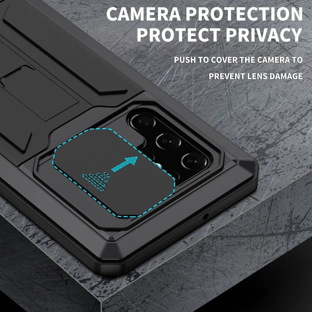 Heavy-Duty Aluminum Shell Phone Case with Built-In Kickstand & Screen Guard for Samsung Galaxy S22, S22 Plus & S22 Ultra