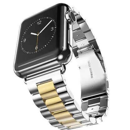 Precision Stainless Steel Link Bracelet for Apple Watch – 38mm to 49mm Connector Fit – Adjustable Wrist Band with Butterfly Clasp for