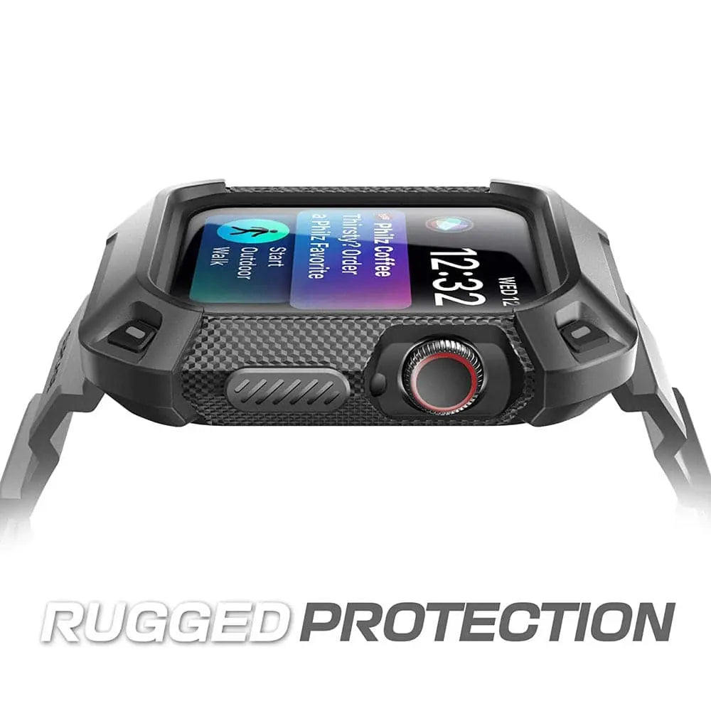Protective Sport Strap with Bumper Case for Apple Watch – Rugged Wristband with Shock-Absorbing Frame – Compatible with 38/40/41/42mm and