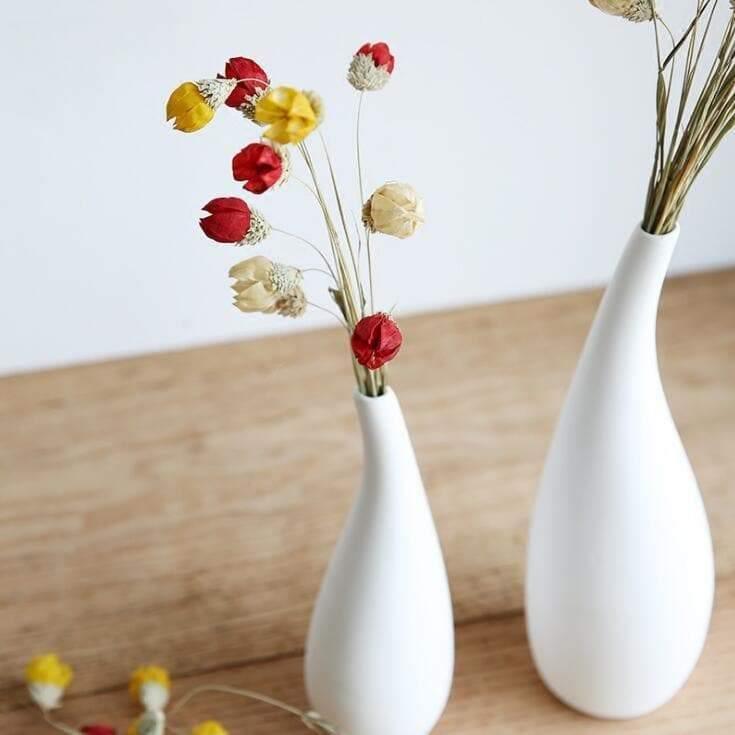 White Porcelain Vase with Water Drop Design