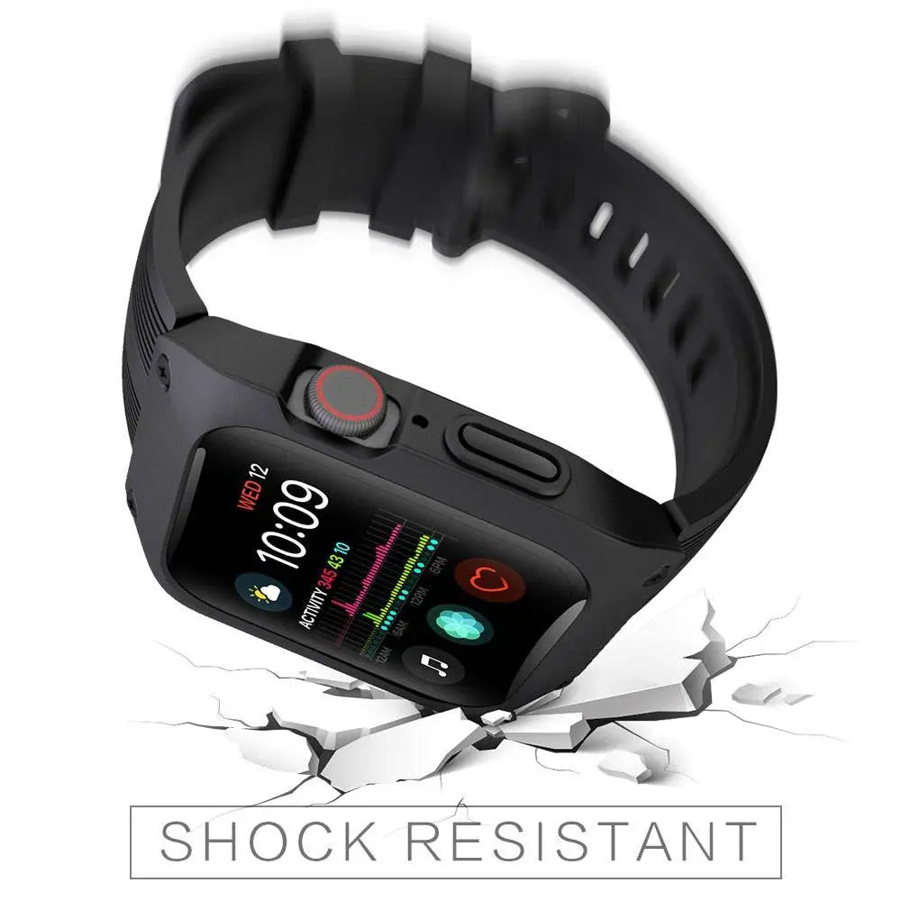 Rugged Protective Case & Band Set for 44mm Apple Watch Series 4/5 – Dual-Layer Defense with Sport Strap