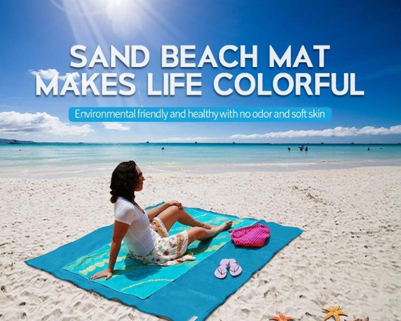 Sand-Free Beach Blanket Oversized 79x79 Inch Outdoor Mat with Sand-Proof Mesh Technology for Beach Picnic Park