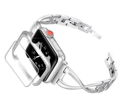 Embellished Metal Watch Case & Bracelet-Style Band Bundle for Apple Watch 38-44mm