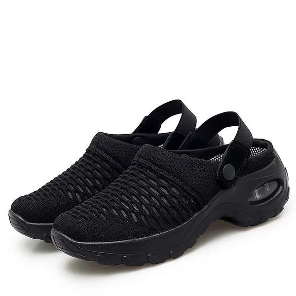 Women's Cushioned Slip-On Clogs with Thick Rubber Sole for Everyday Comfort | Open-Back Air-Cushion Mules for Walking, Errands & Casual Wear