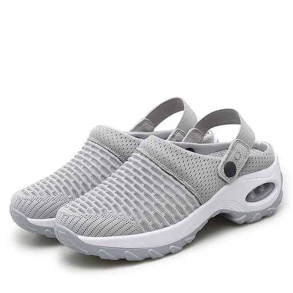 Women's Cushioned Slip-On Clogs with Thick Rubber Sole for Everyday Comfort | Open-Back Air-Cushion Mules for Walking, Errands & Casual Wear