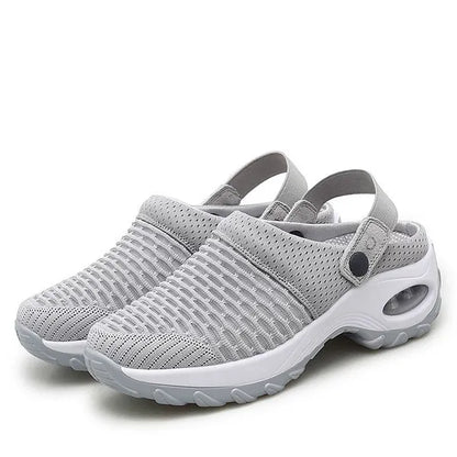 Women's Cushioned Slip-On Clogs with Thick Rubber Sole for Everyday Comfort | Open-Back Air-Cushion Mules for Walking, Errands & Casual Wear