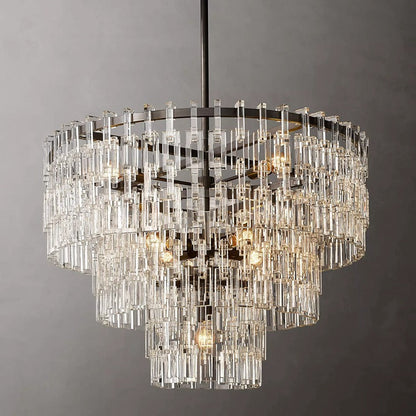 Multi-Tiered Crystal Ring Chandelier with Glass Chain Links for Dining Rooms and Living Rooms 36 48 60 Inch