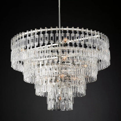 Multi-Tiered Crystal Ring Chandelier with Glass Chain Links for Dining Rooms and Living Rooms 36 48 60 Inch