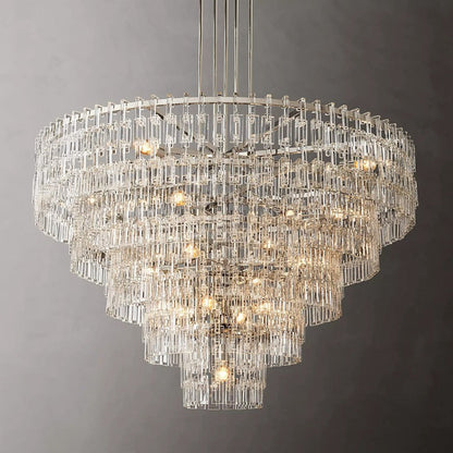 Multi-Tiered Crystal Ring Chandelier with Glass Chain Links for Dining Rooms and Living Rooms 36 48 60 Inch