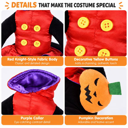 Pumpkin Knight Halloween Dog Costume, Red & Black Rider Style Pet Outfit for Halloween Parties, Trick-or-Treating & Cute Photos