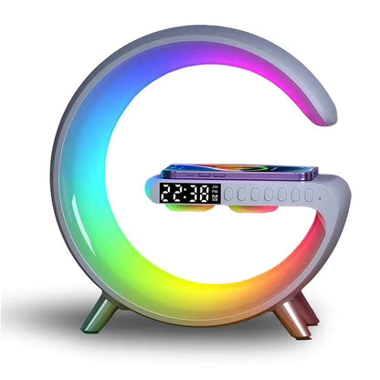Digital Alarm Clock with Bluetooth Speaker & Wireless Charging Pad for Nightstand
