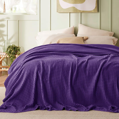Cozy Haven | Manta de nido de abeja refrescante para cama queen, de algodón y bambú ligero | Manta de verano suave para personas calurosas