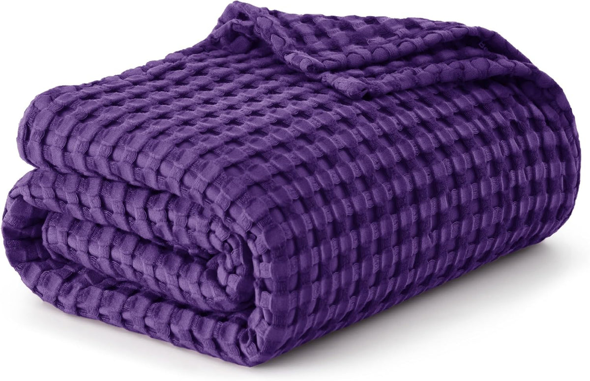 Cozy Haven | Manta de nido de abeja refrescante para cama queen, de algodón y bambú ligero | Manta de verano suave para personas calurosas