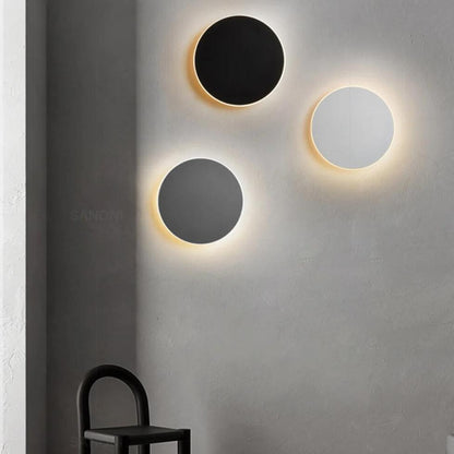 Round LED Sconce 12 in Aluminum Warm Glow for Bedroom Hallway Entryway Modern Minimalist Interior Ambient Lighting Fixtures