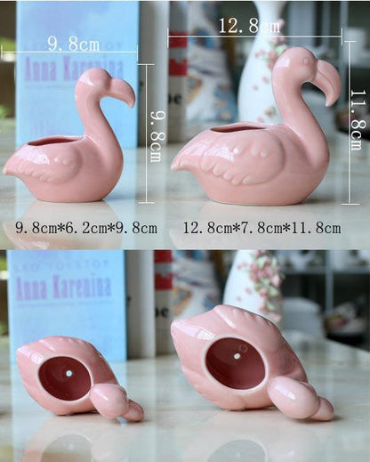 2-Piece Pink Flamingo Succulent Plant Pots