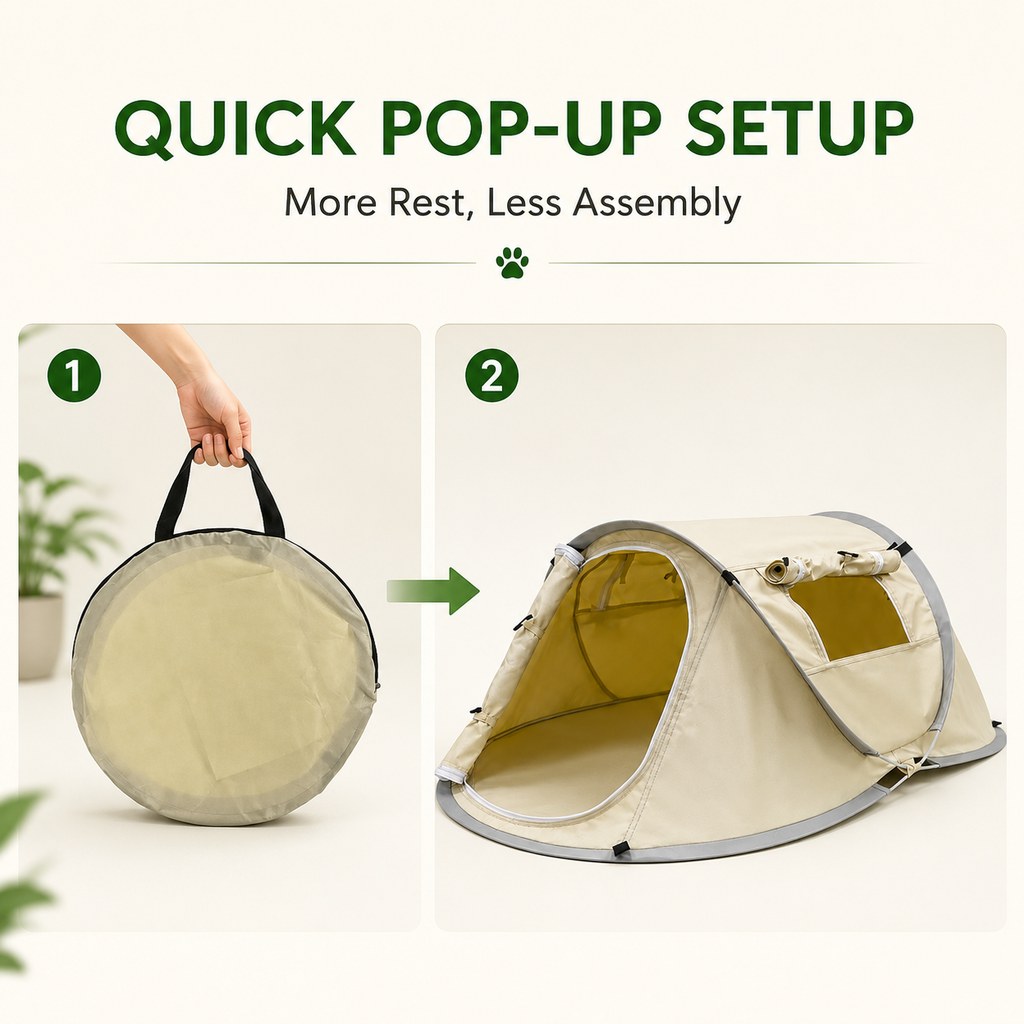 Ortekor Portable Pop-Up Pet Tent for Home, Parks & Travel - A Familiar Rest Space for Cats & Small Dogs