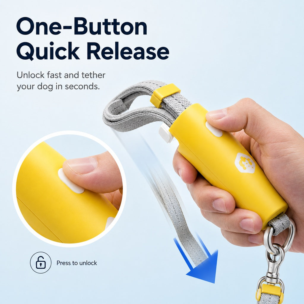 Ortekor Quick-Tether Dog Leash for Cafes, Patios & Parks - Keep Your Dog Close Hands-Free