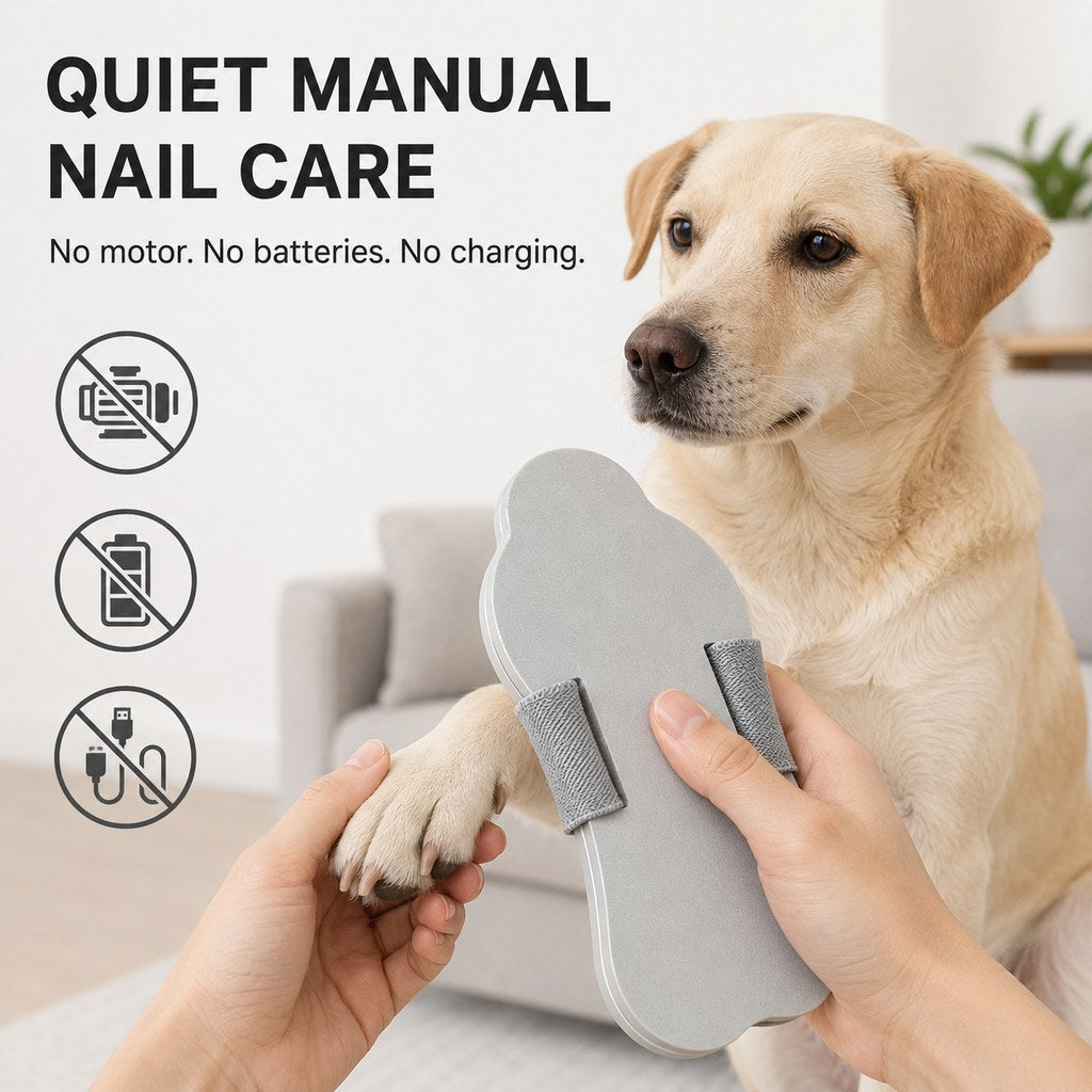 Ortekor Quiet Handheld Pet Nail File Board for At-Home Dog & Cat Nail Care - Blade-Free, No Charging