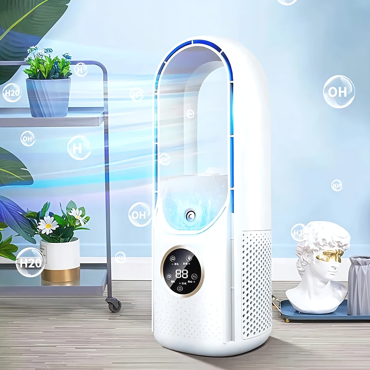 Compact Tower Fan Bladeless Design Whisper Quiet Portable USB Powered Air Circulator Cooler for Bedroom Office Desktop Home Cooling Energy E