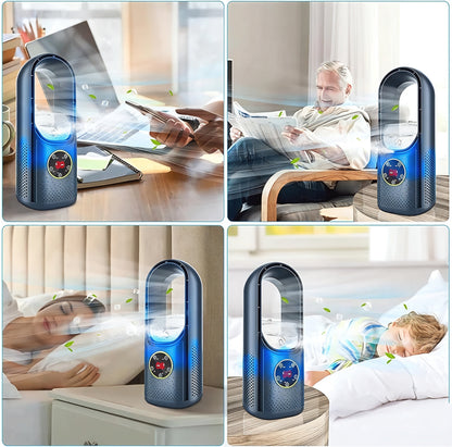 Compact Tower Fan Bladeless Whisper-Quiet Cooling USB Powered Personal Air Circulator for Bedroom Office Desk Small Spaces