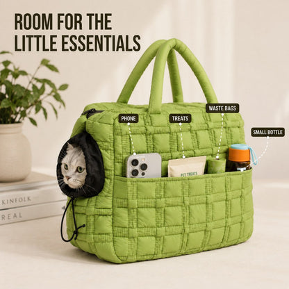 Ortekor Quilted Pet Carrier Tote for Cats & Small Dogs – Easy Hand & Shoulder Carry for Walks, Errands & Everyday Outings