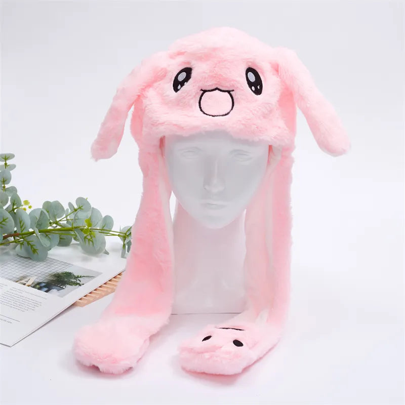 Plush Hat with Pop-Up Ears for Kids & Adults – Interactive Cosplay Beanie with Squeeze Paws | Fun Winter Accessory for Parties, Christmas