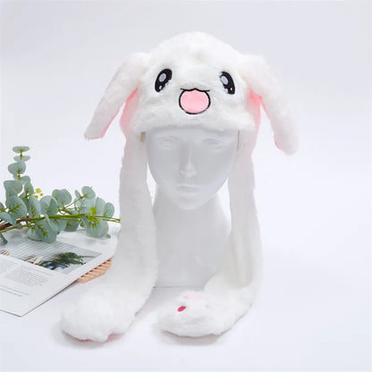 Plush Hat with Pop-Up Ears for Kids & Adults – Interactive Cosplay Beanie with Squeeze Paws | Fun Winter Accessory for Parties, Christmas