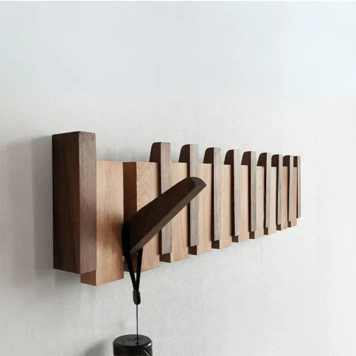 Wall-Mount Piano Key Coat Rack in Solid Wood for Entryway & Bedroom