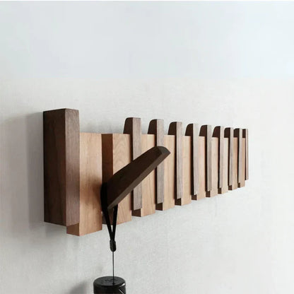Wall-Mount Piano Key Coat Rack in Solid Wood for Entryway & Bedroom