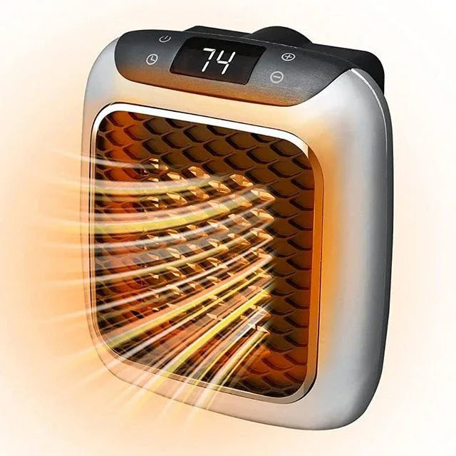 800W Ceramic Wall Outlet Space Heater with Remote Control & Timer for Bedroom, Office, Small Rooms Up to 250 Sq Ft