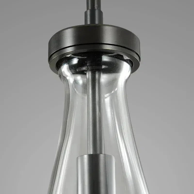 5-Light Glass Drop Chandelier, 14 Inch Round Ceiling Fixture with Cascading Crystal Pendants for Dining Room & Entryway