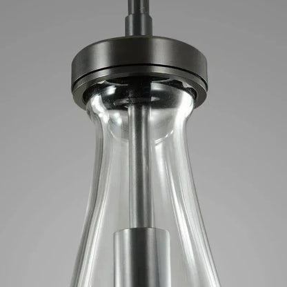 5-Light Glass Drop Chandelier, 14 Inch Round Ceiling Fixture with Cascading Crystal Pendants for Dining Room & Entryway