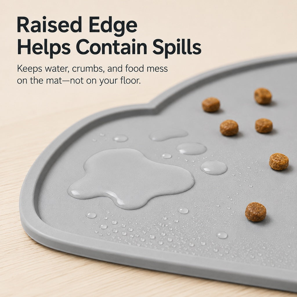 Ortekor Raised-Edge Silicone Pet Feeding Mat for Cats & Dogs - Keeps Floors Clean at Mealtime