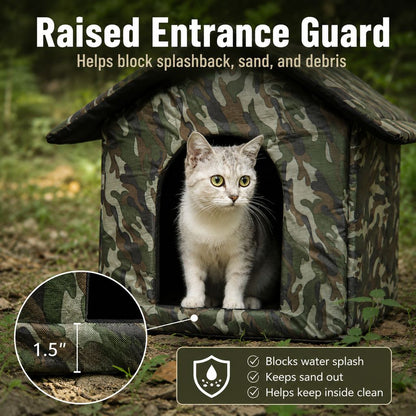 Ortekor Weather-Resistant Outdoor Cat House for Porches & Backyards - Cozy Shelter for Cats & Small Dogs