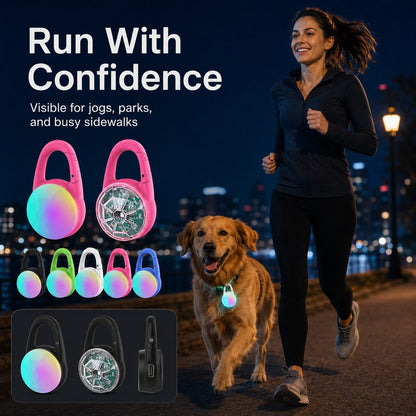 Ortekor Rechargeable Clip-On LED Dog Safety Light for Night Walks - Keeps Pets Visible During Evening Walks, Jogging & Outdoor Adventures