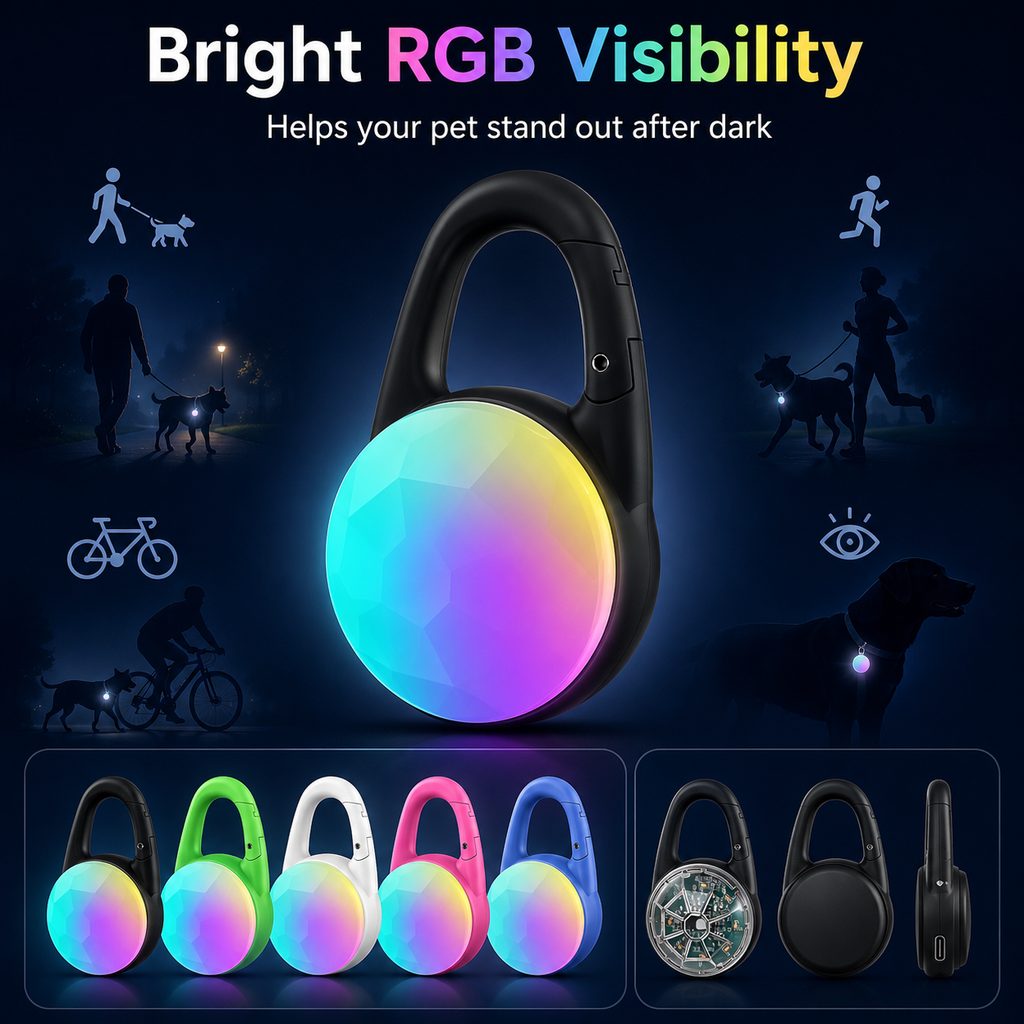 Ortekor Rechargeable Clip-On LED Dog Safety Light for Night Walks - Keeps Pets Visible During Evening Walks, Jogging & Outdoor Adventures