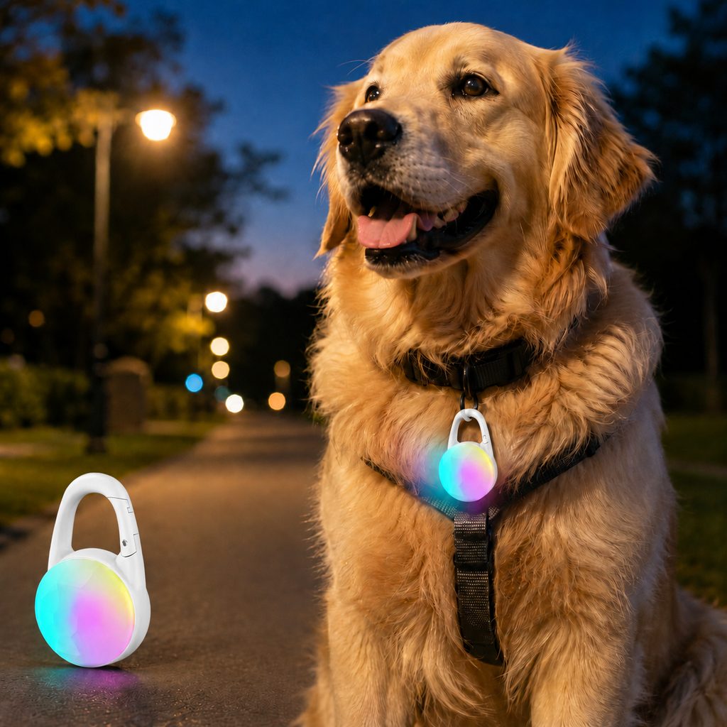 Ortekor Rechargeable Clip-On LED Dog Safety Light for Night Walks - Keeps Pets Visible During Evening Walks, Jogging & Outdoor Adventures