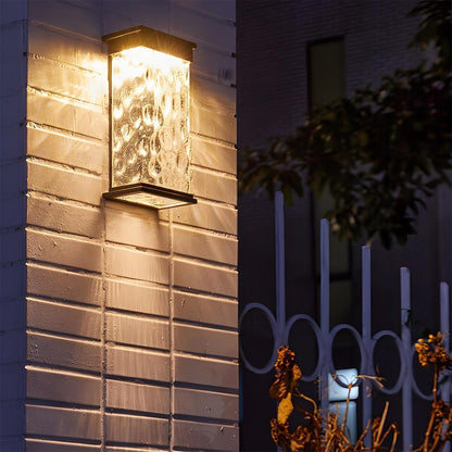 Outdoor Porch Sconce Dark Brown 11 in Height Rippled Glass LED Fixture 16W Warm White for Patio Garden Facade Entryway Exterior Weatherproof