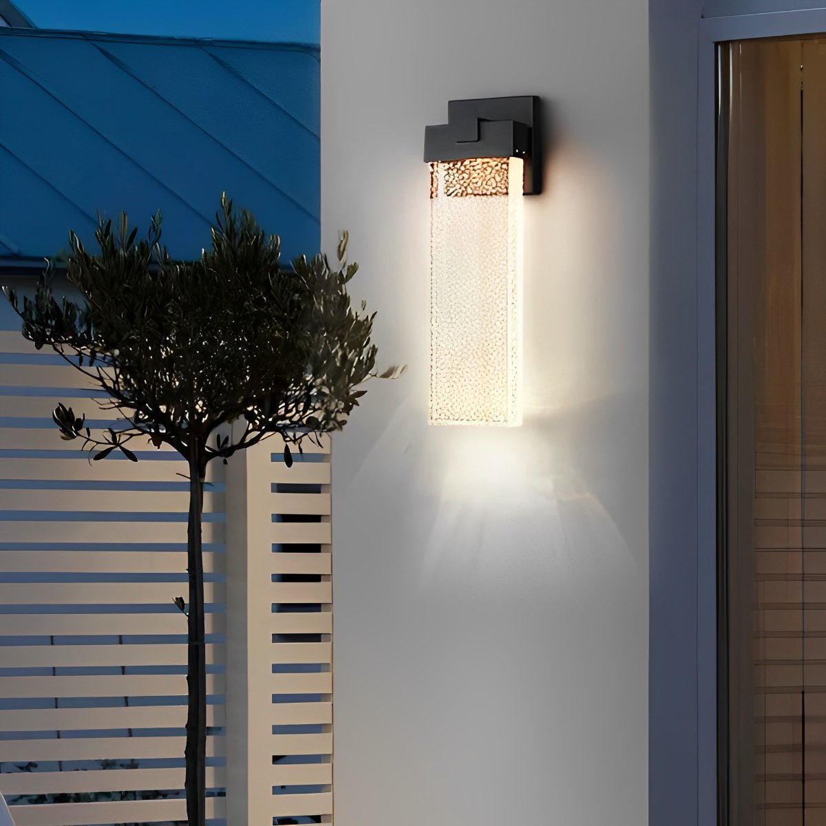 Outdoor Sconce with Crystal Diffuser – Black Aluminum, Warm White LED, Waterproof for Front Door, Patio, Garden Path & Driveway – Three Size