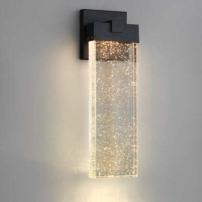Outdoor Sconce with Crystal Diffuser – Black Aluminum, Warm White LED, Waterproof for Front Door, Patio, Garden Path & Driveway – Three Size