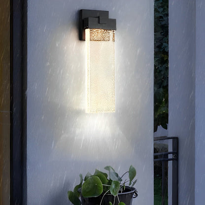 Outdoor Sconce with Crystal Diffuser – Black Aluminum, Warm White LED, Waterproof for Front Door, Patio, Garden Path & Driveway – Three Size