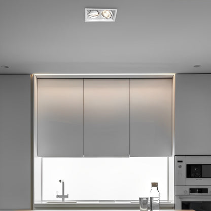 Lámpara de techo LED de montaje empotrado ajustable de doble cabezal, foco direccional de aluminio de 9 pulgadas con tres temperaturas de color para cocina y sala de estar