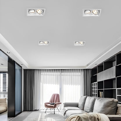 Lámpara de techo LED de montaje empotrado ajustable de doble cabezal, foco direccional de aluminio de 9 pulgadas con tres temperaturas de color para cocina y sala de estar
