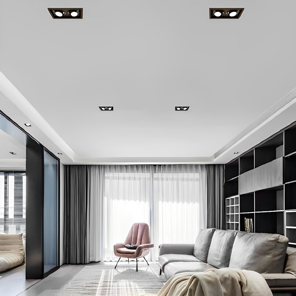 Lámpara de techo LED de montaje empotrado ajustable de doble cabezal, foco direccional de aluminio de 9 pulgadas con tres temperaturas de color para cocina y sala de estar