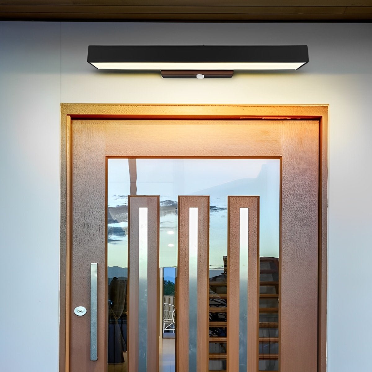 Motion Sensor Outdoor Wall Light Black Stainless Steel LED Sconce for Entrance Porch Doorway Waterproof Modern Exterior Fixture 12.6 in