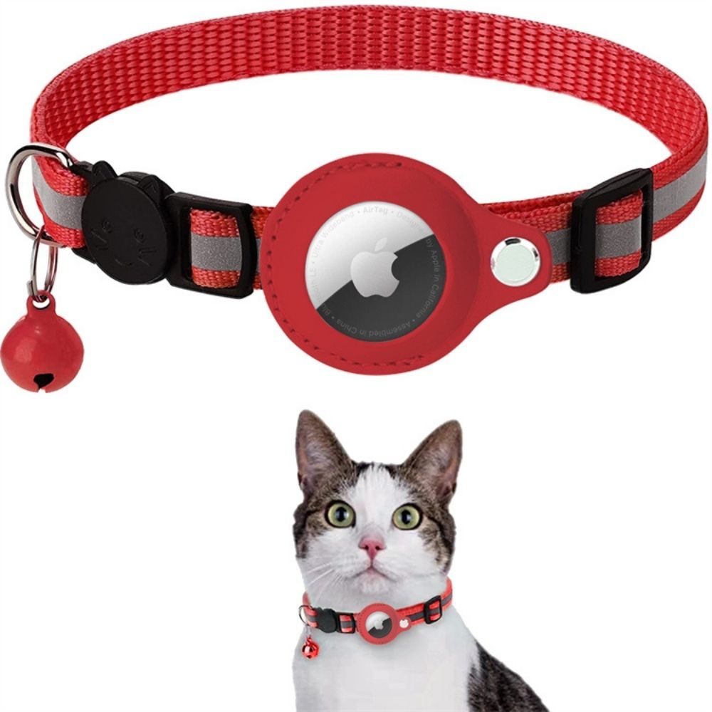 Adjustable Cat Collar with Tracker Pocket & Reflective Stitching for Night Safety | Breakaway Buckle