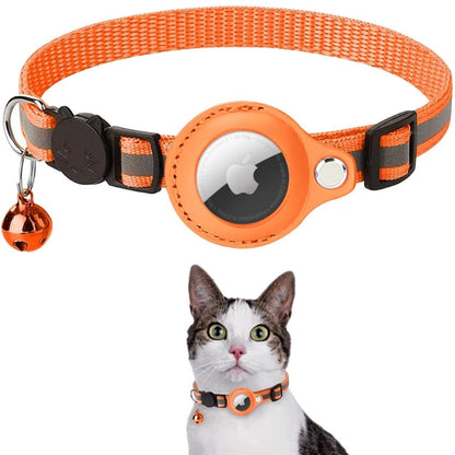Adjustable Cat Collar with Tracker Pocket & Reflective Stitching for Night Safety | Breakaway Buckle